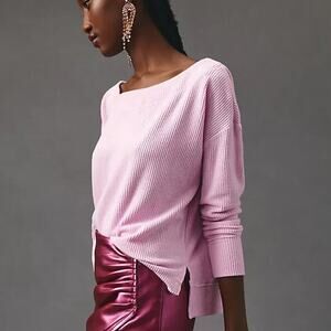 Anthropologie Daily Practice Pink Waffle Knit Thermal S